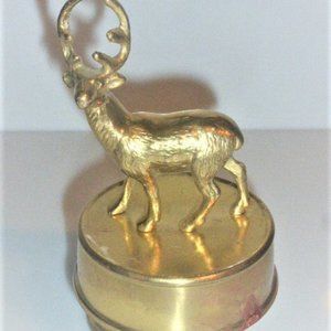 MOOSE MUSIC BOX Vintage Brass Moose Wind Up Music Box Vintage Music Box Caribou